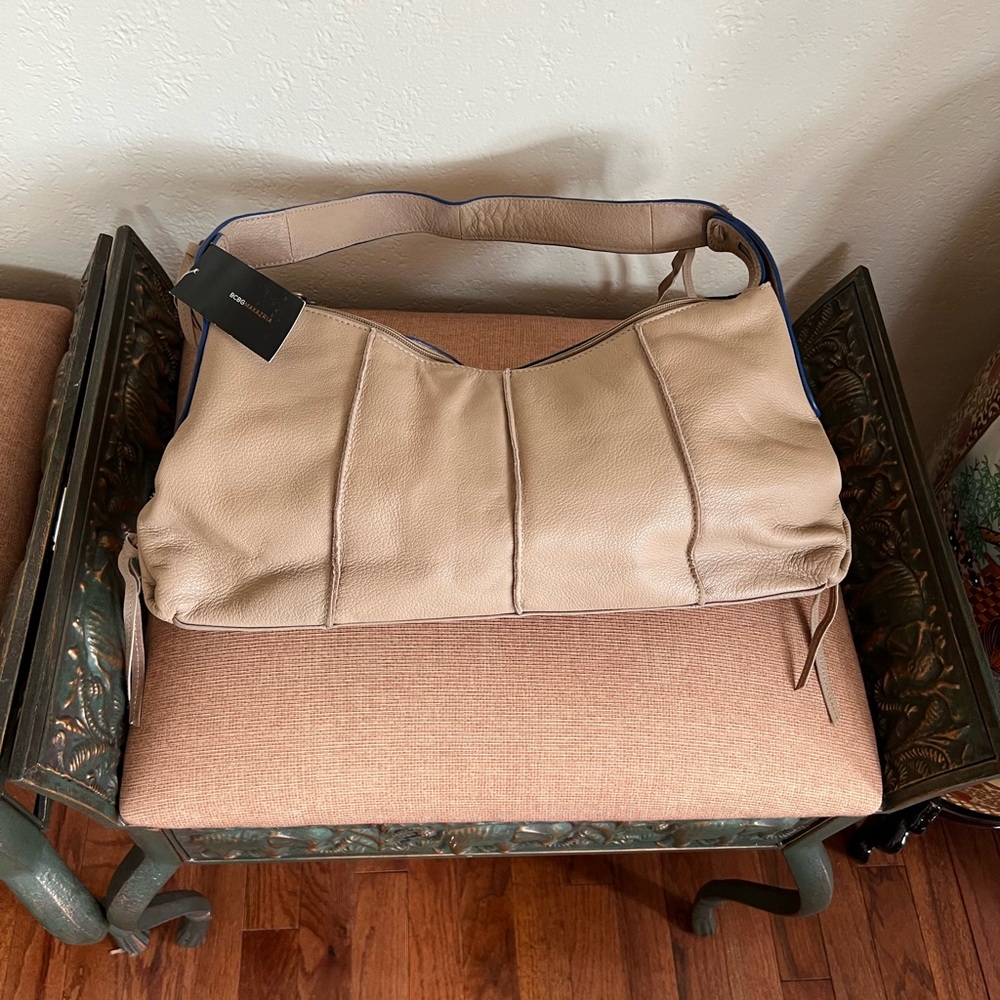 BCBG Beige Leather Shoulder Bag